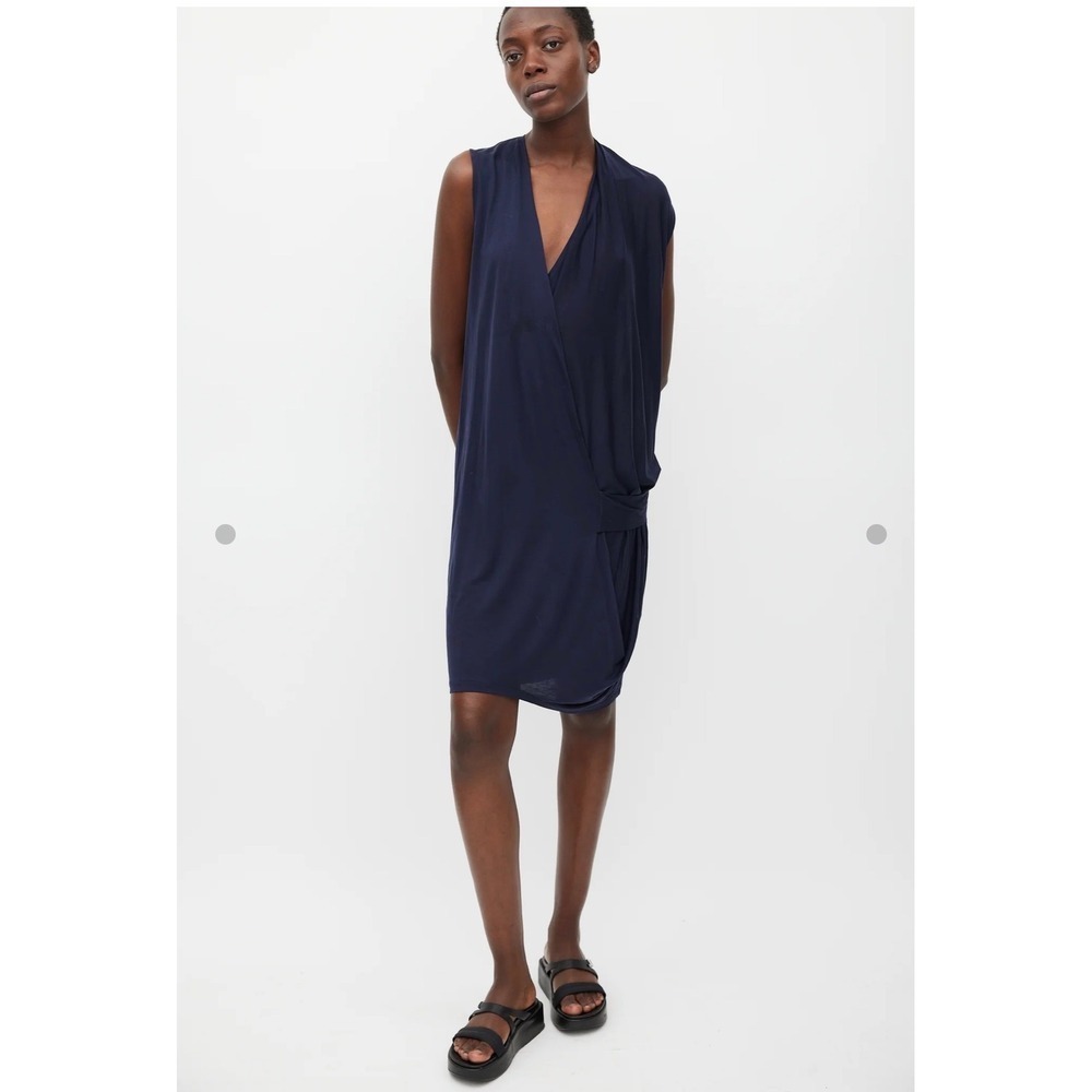 Acne Studios Navy Faux Wrap Sz M | Plunging V-Neck Draped Front Designer